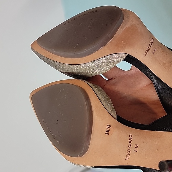 BCBGMAXAZRIA Koda Black Silver Sparkly Vero Cuoio Heels Size 8 - Picture 14 of 16